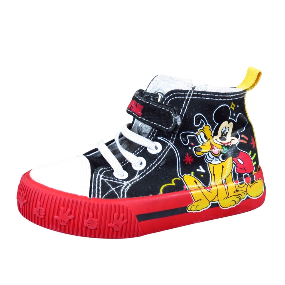 Disney Mickey Mouse Toddler Boys High Top Sneakers Size 7 Play‎ Shoes Black Red